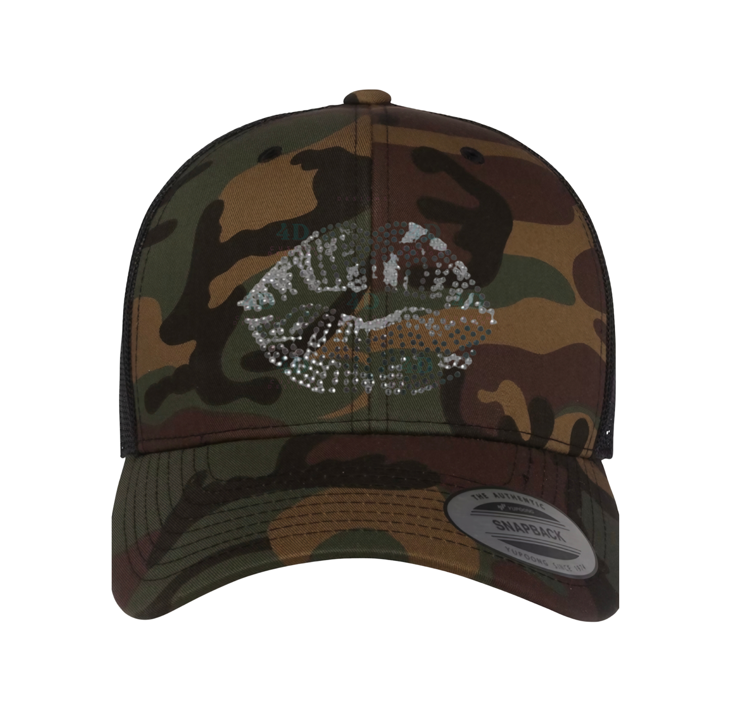 Camo Rhinestone Lips Hats