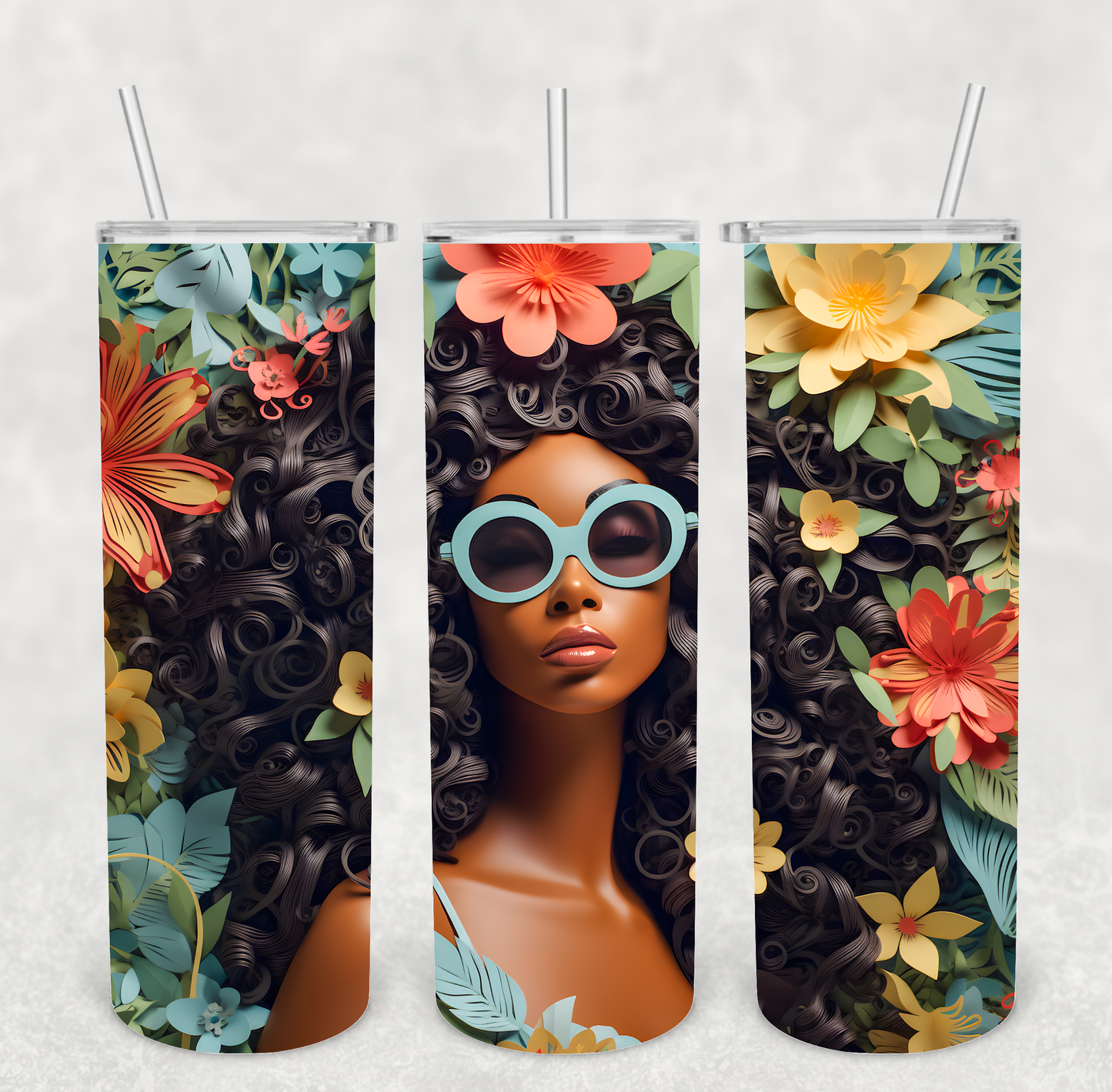 3D Black Women Tumblers