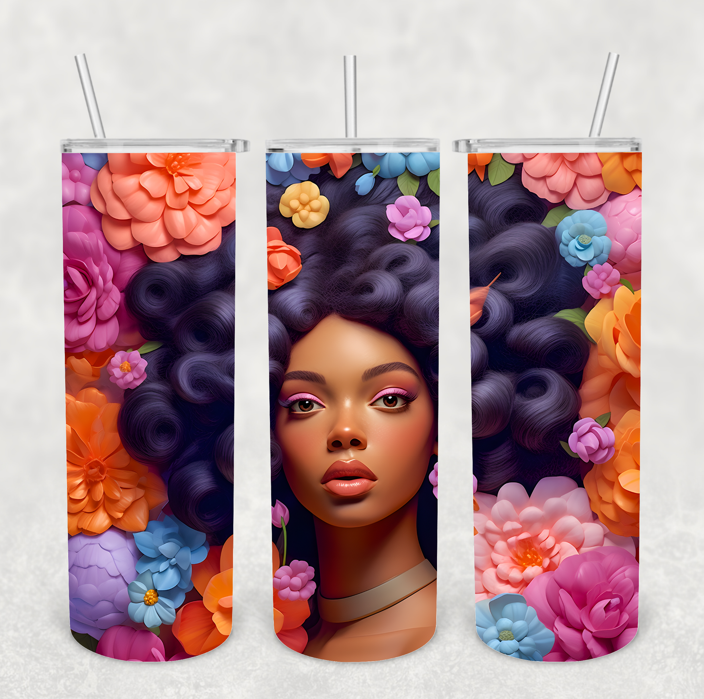 3D Black Women Tumblers