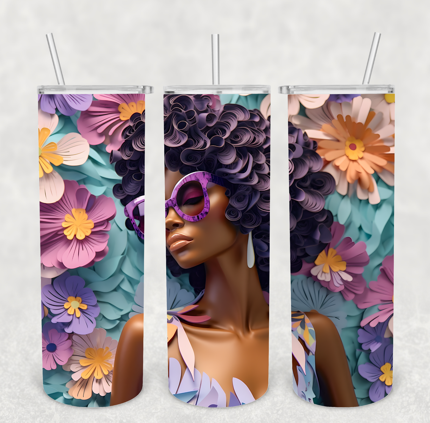 3D Black Women Tumblers