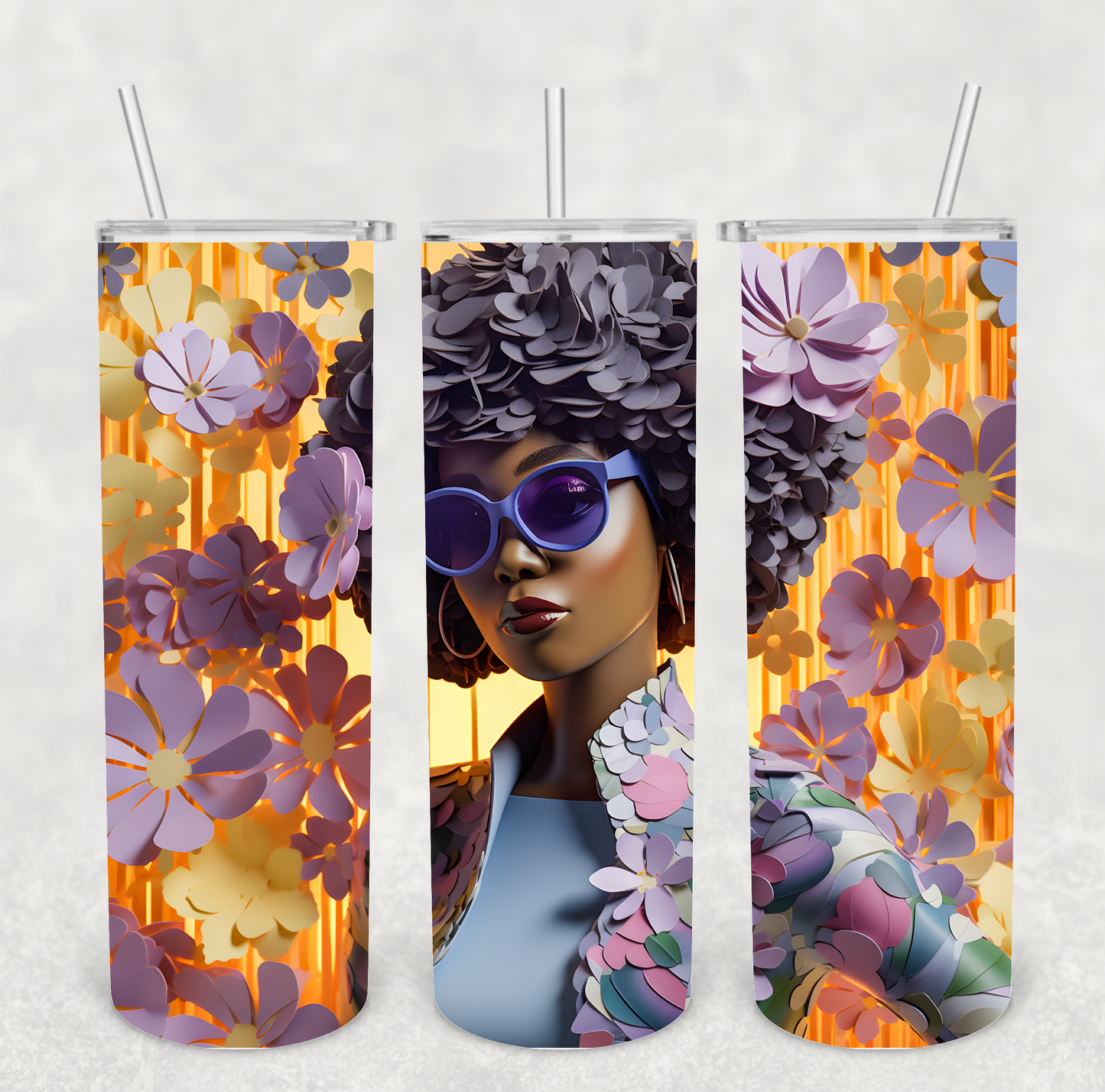 3D Black Women Tumblers