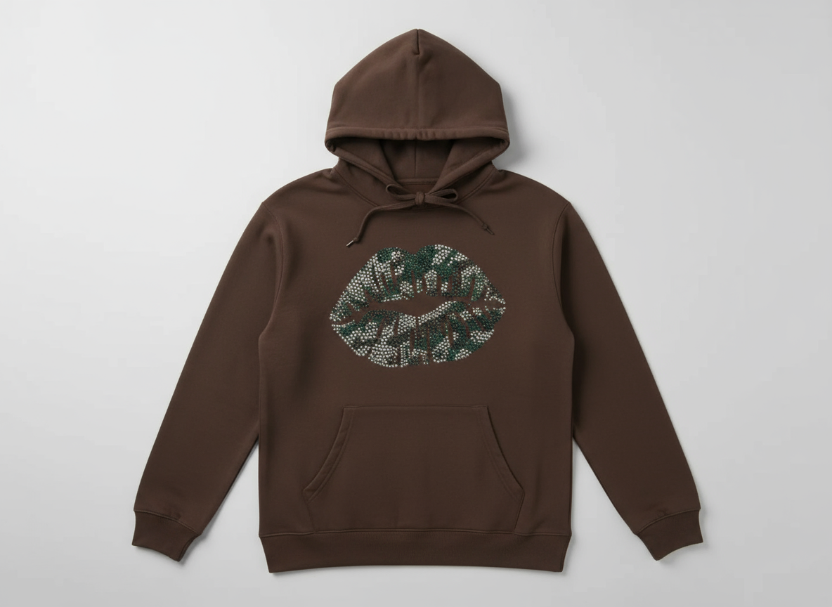 Camo Rhinestone Lips Sweatshirts and Hoodies