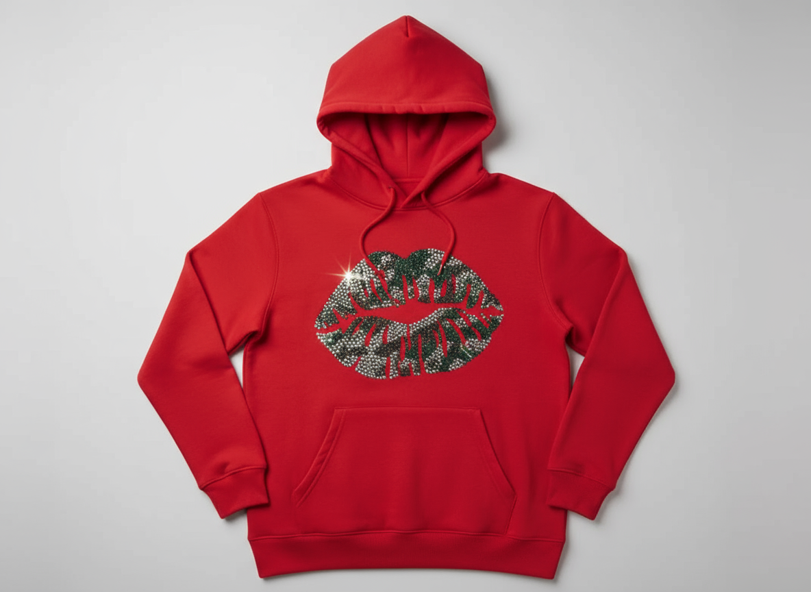 Camo Rhinestone Lips Sweatshirts and Hoodies