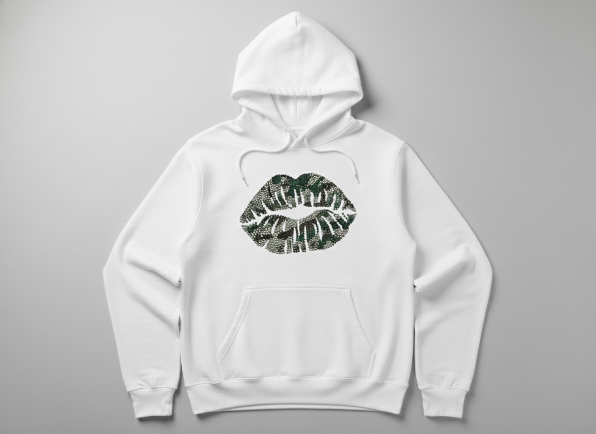 Camo Rhinestone Lips Sweatshirts and Hoodies