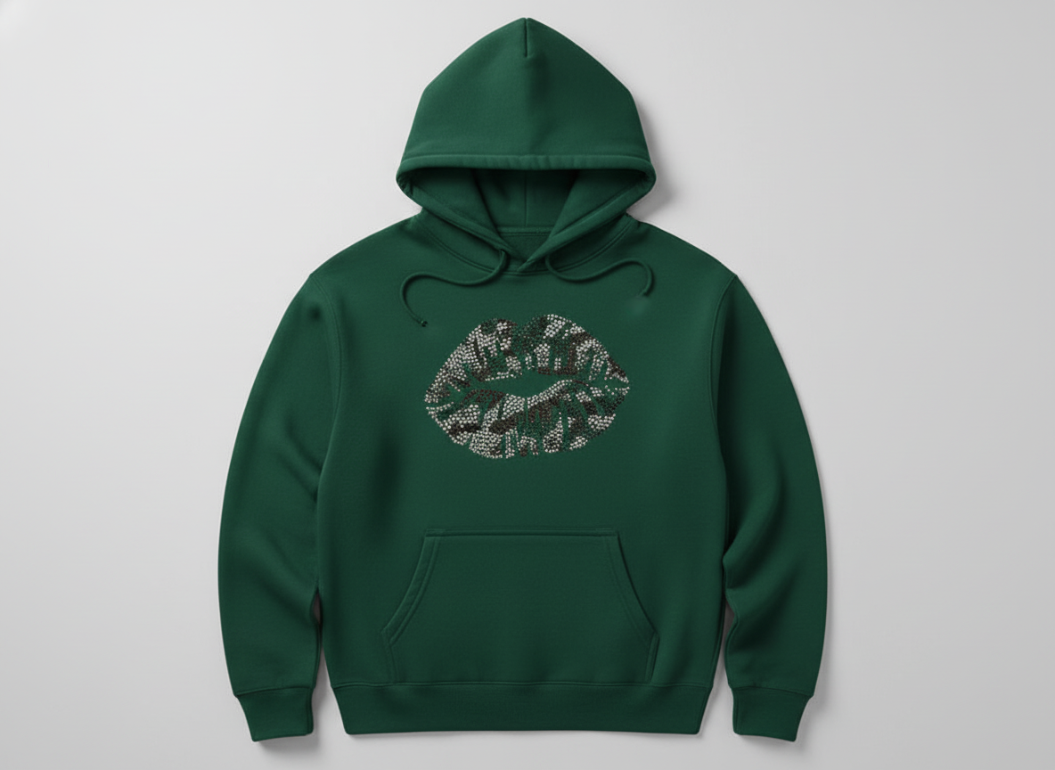 Camo Rhinestone Lips Sweatshirts and Hoodies