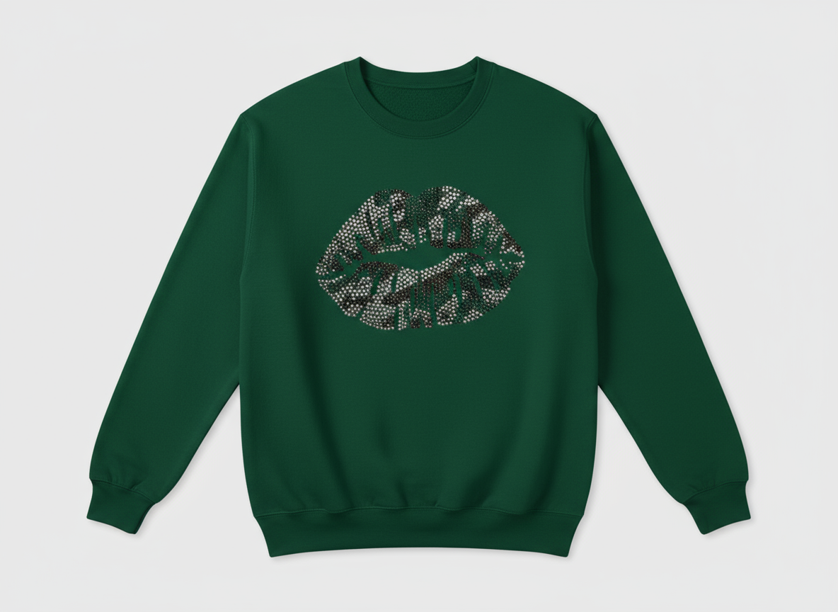 Camo Rhinestone Lips Sweatshirts and Hoodies
