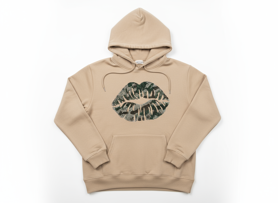 Camo Rhinestone Lips Sweatshirts and Hoodies