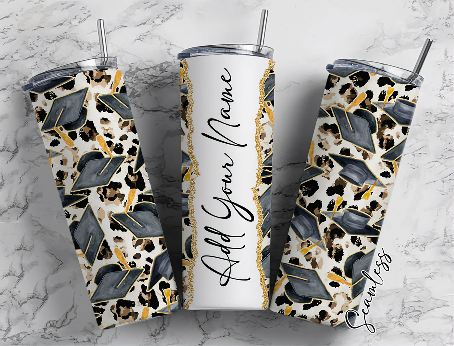 Graduation Hat Leopard Tumbler